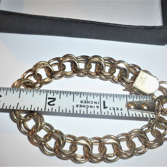 GOLD Fill BRACELET Handcrafted 4 Tomme Copper Woman's Vintage Link Bracelet - Picture 8 of 12